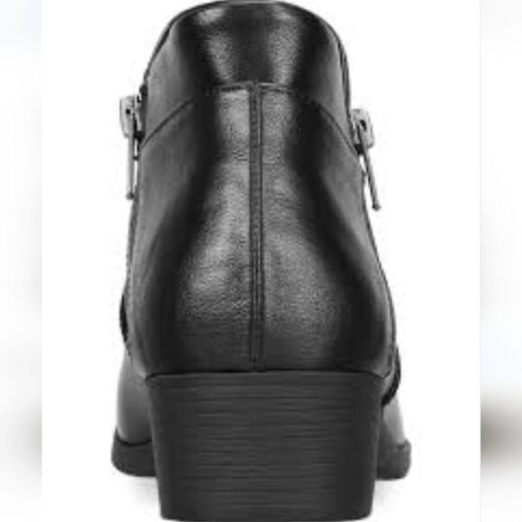 New SUN + STONE Abby Double Zip Ankle Booties Macy's black leather 11 - Picture 2 of 8